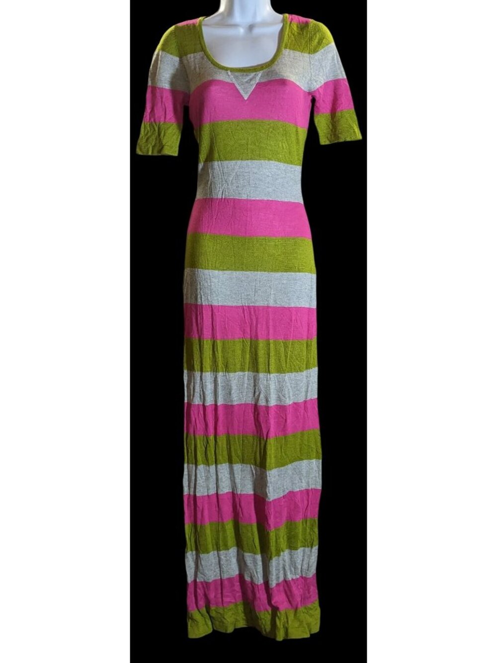 Only Striped Maxi Dress Pink Grey Green Romantic Cottagecore